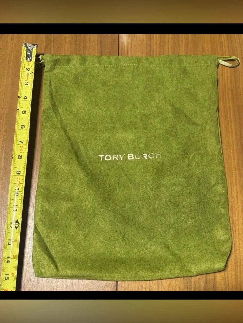 Tory Burch Green Velour Drawstring Dust Bag Shoe Handbag Storage Pouch 12x15